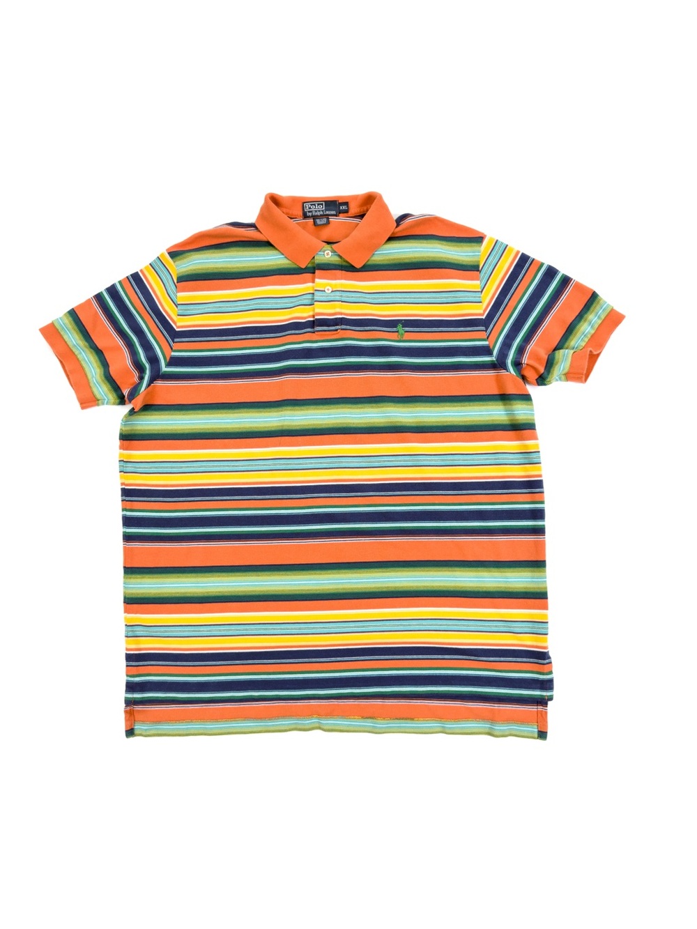 VTG Polo Ralph Lauren Polo Shirt Mens 2XL Multicolor Striped Retro Short Sleeve